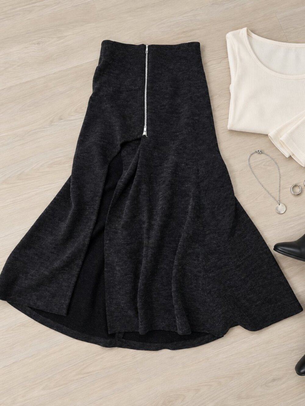 ✨Svetlanas Design Charcoal Gray High Waist Zip Adjustable Slit Maxi Skirt S✨